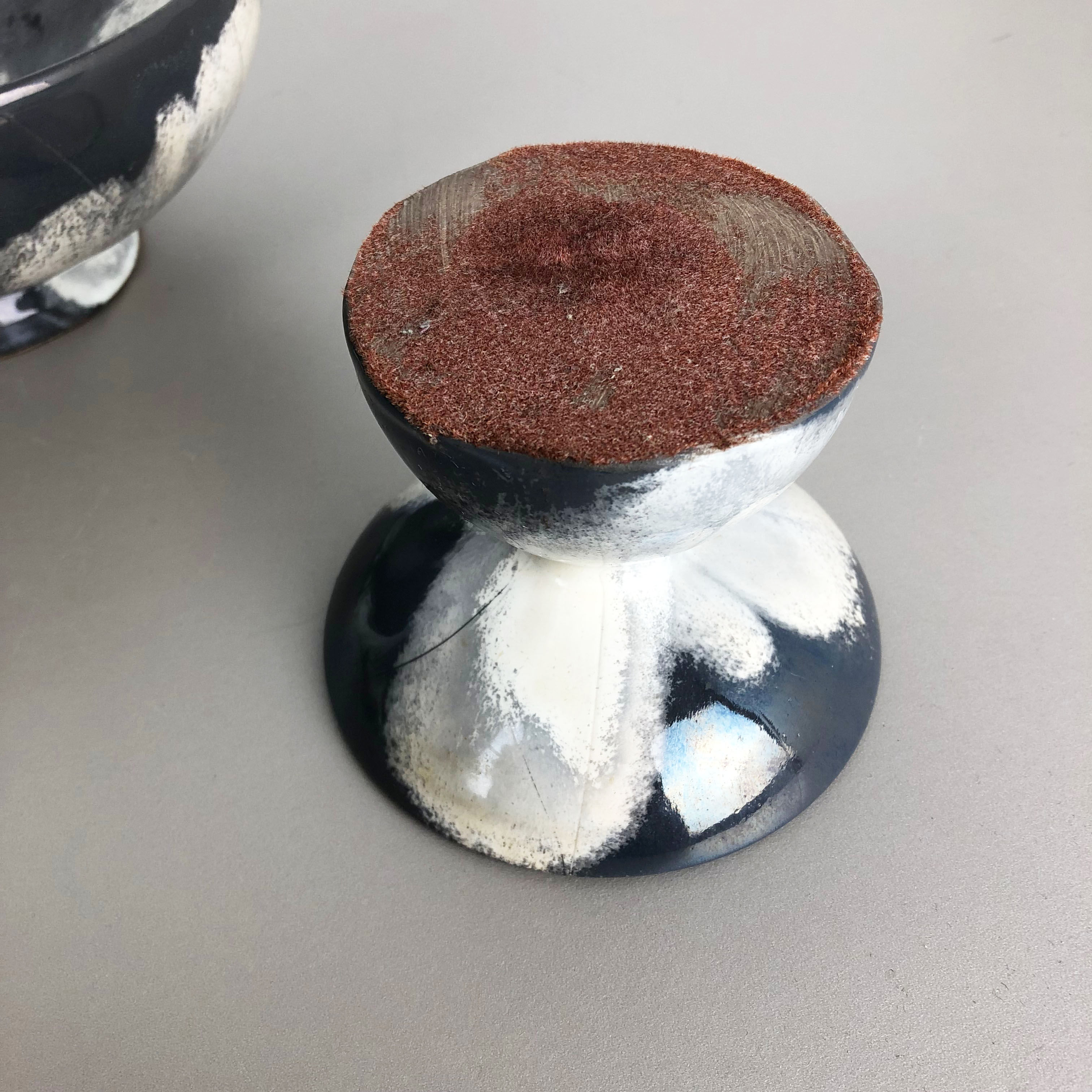 Set of 3 grey ceramic studio pottery vase objects by Otto Keramik, Germany 1980s