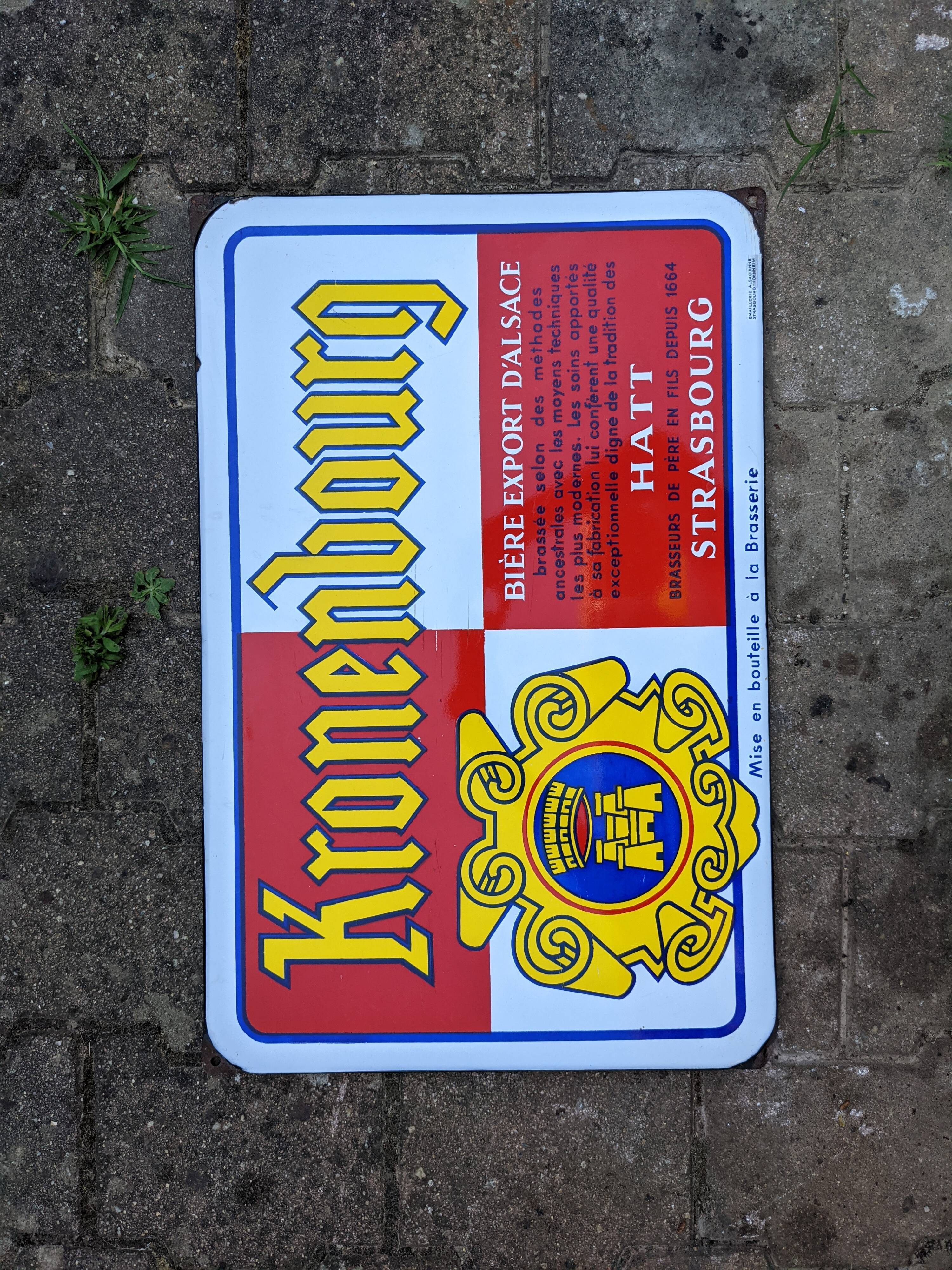 Enamelled plate Kronenbourg 60s