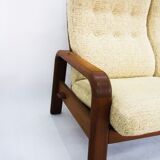 Teak three-seater sofa