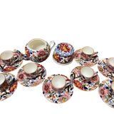 Gien earthenware tea set, peony decoration