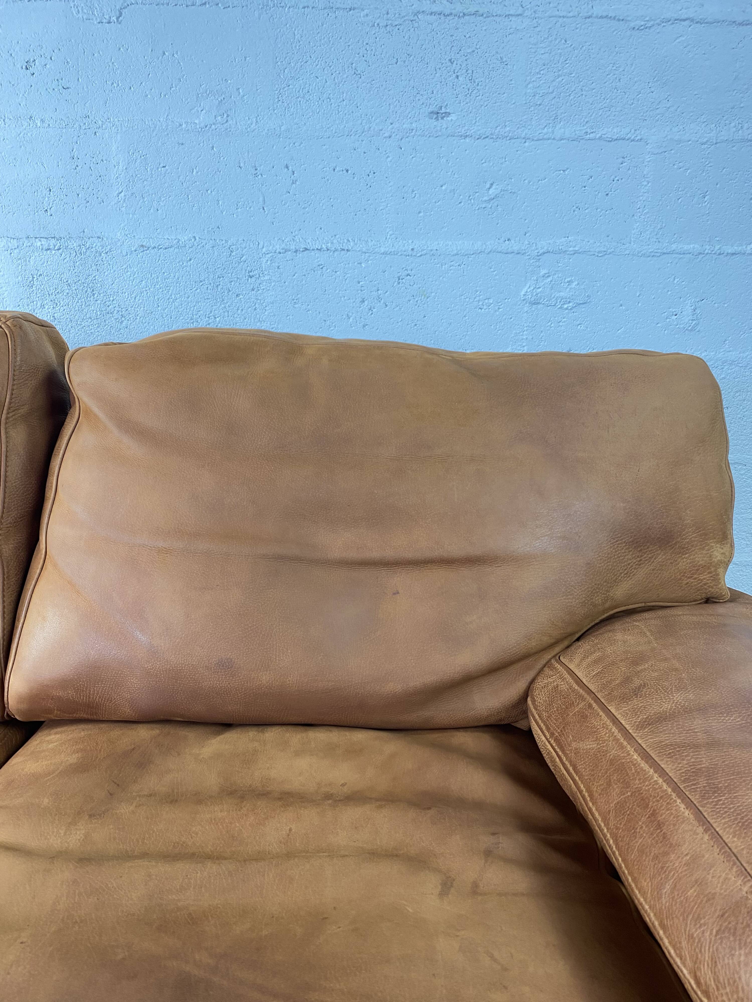 Roche-Bobois brown leather sofa