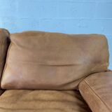 Roche-Bobois brown leather sofa
