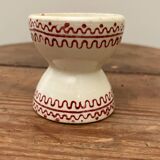 Vintage diabolo-shaped egg cup with burgundy patterns