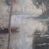 Oil on Panel "Water Lilies" by Emile Gauffriaud (1877-1957)