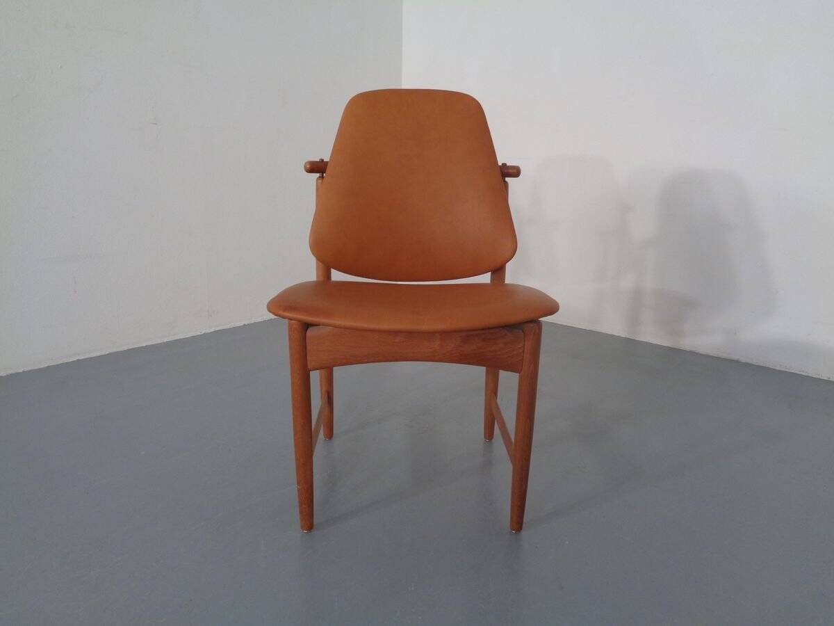 Teak and brass side chair by Arne Hovmand-Olsen for Mogens Kold, 1950s