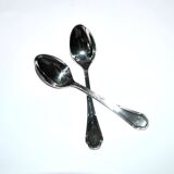 Ercuis set of 2 moka teaspoons Trianon in silver-plated metal with crossed ribbon 11 cm