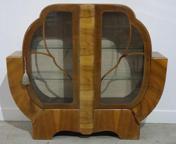 Art deco period showcase in walnut veneer