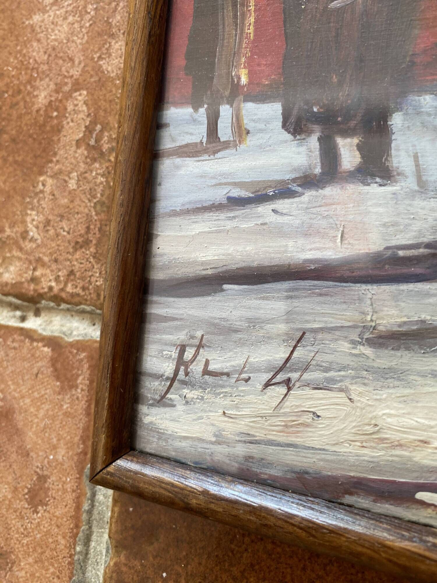 Oil on wood under glass; Italy 1960s