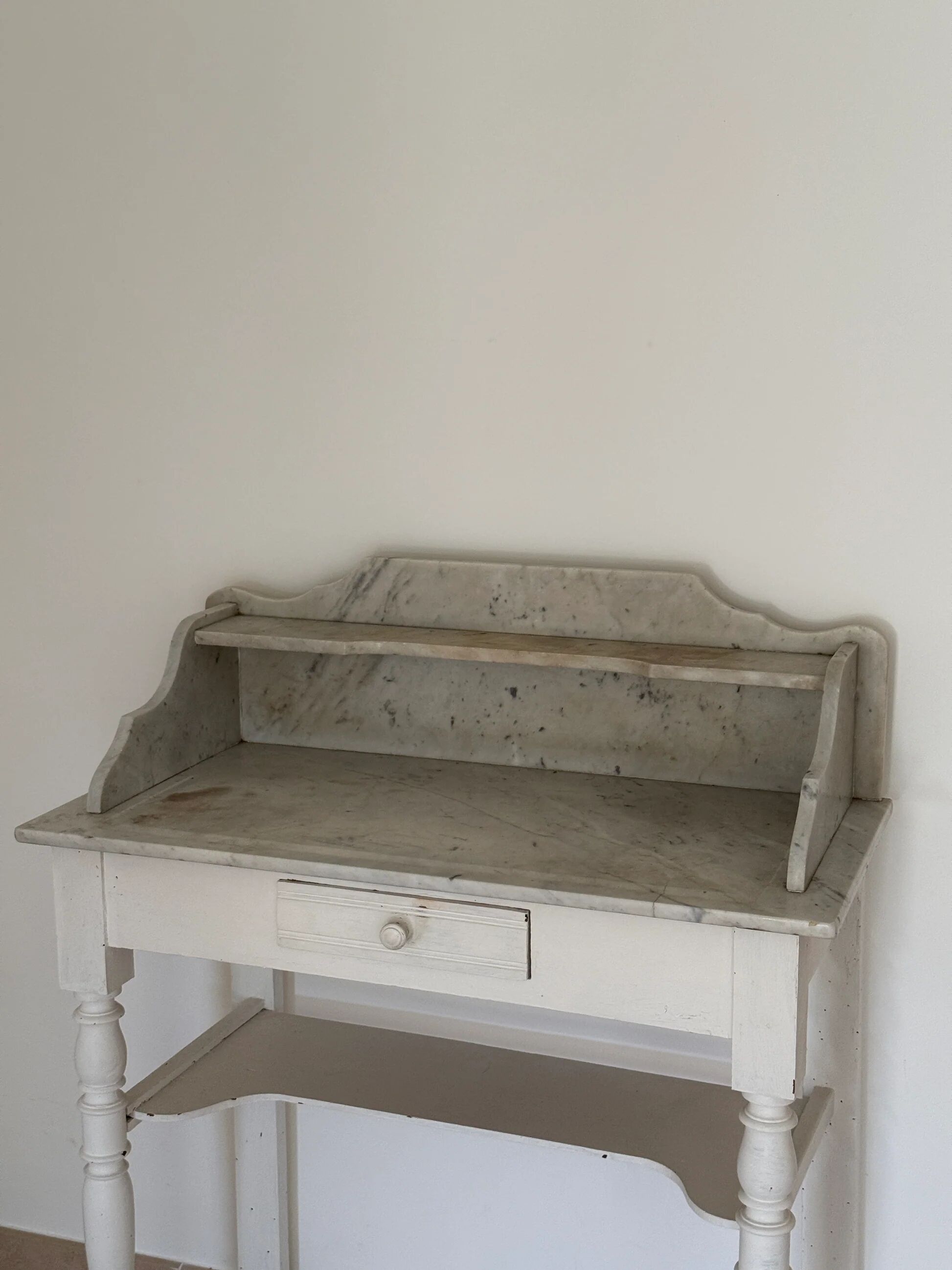 Shabby chic wooden and marble dressing table