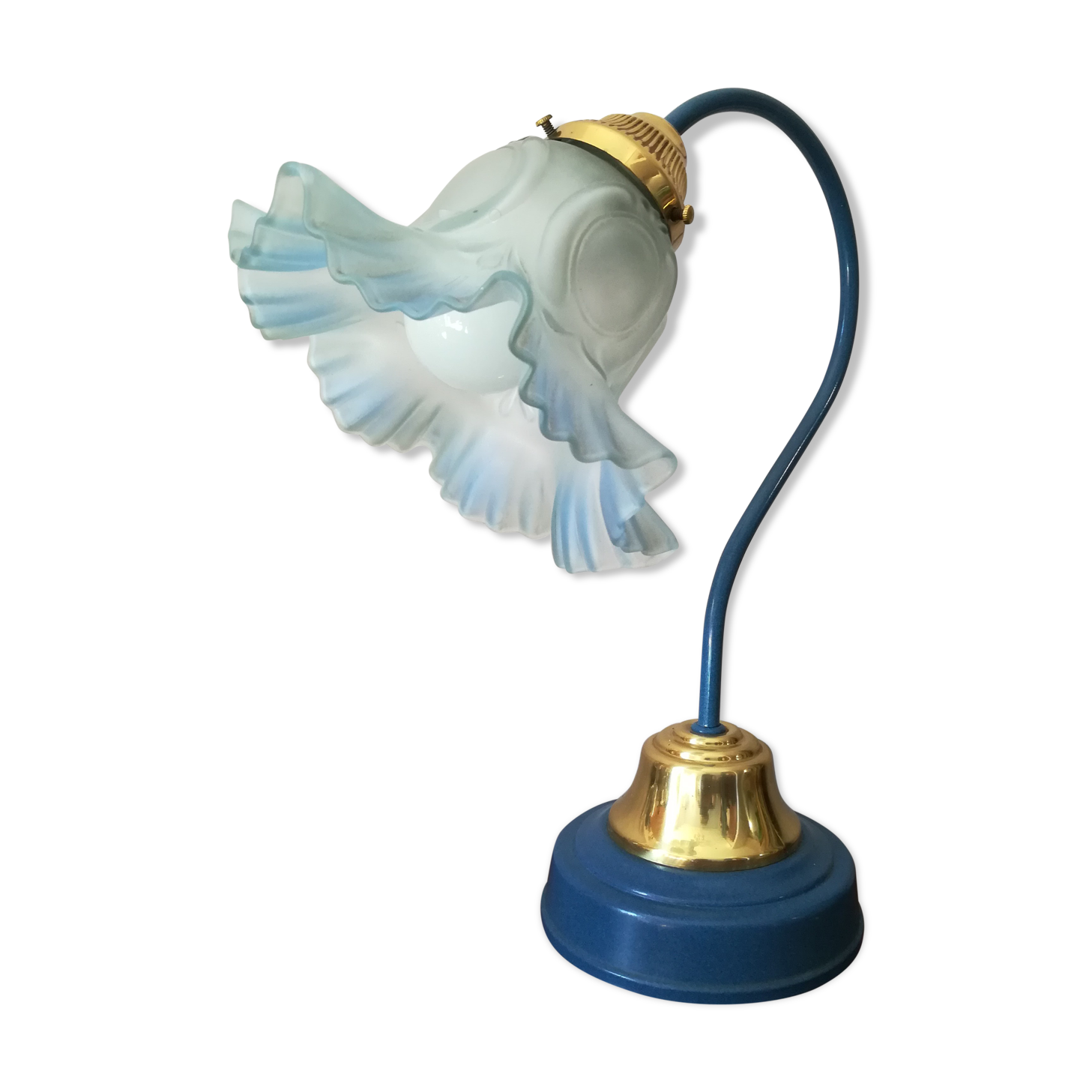 Enamelled metal swan collar lamp
