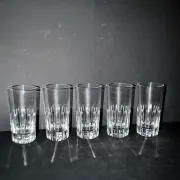 Baccarat lot of 5 Rotary glasses whisky long drink cut crystal signed