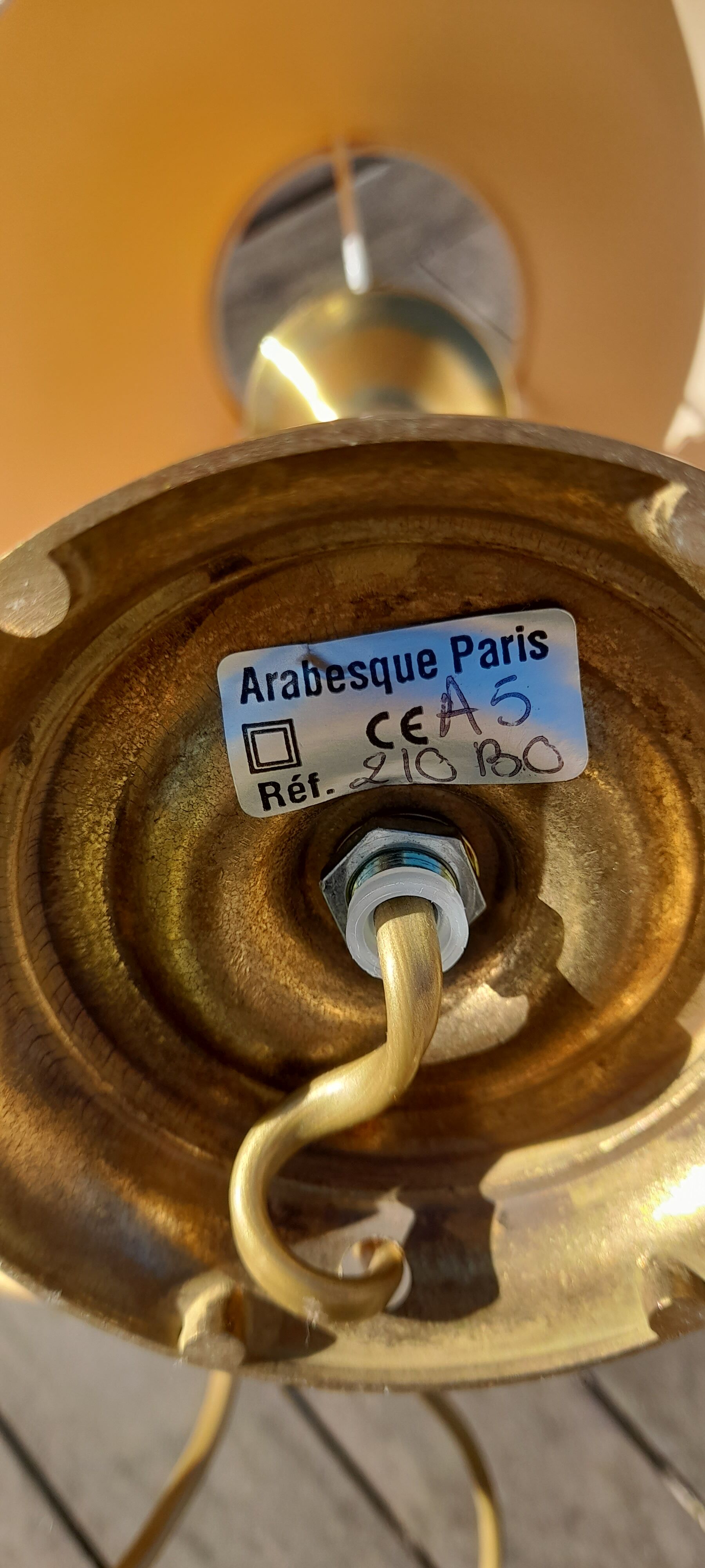 Wooden and brass bedside lamp arabesque Paris