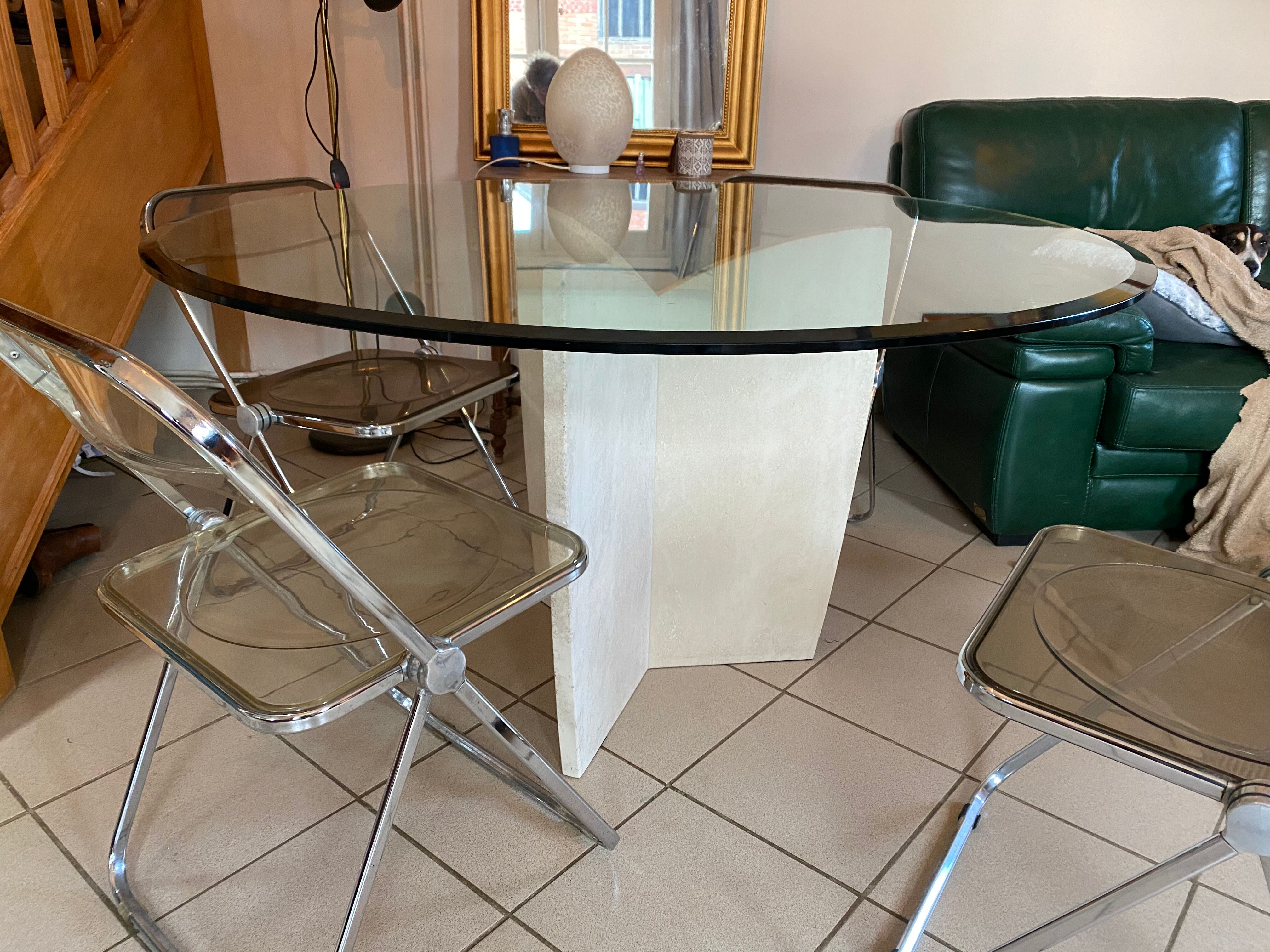 Travertine foot-foot design dining table