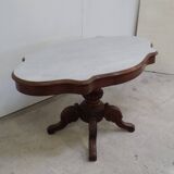 Violin pedestal table with marble top