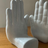 Pair of ceramic hand bookends in the 70s