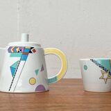 Teapot or coffee pot with cup from the German postmodern VIP collection by Seltmann Weiden, set of 2.