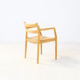 Oak Niels Møller model 67 papercord dining chair