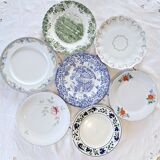 Mismatched antique dinner plates