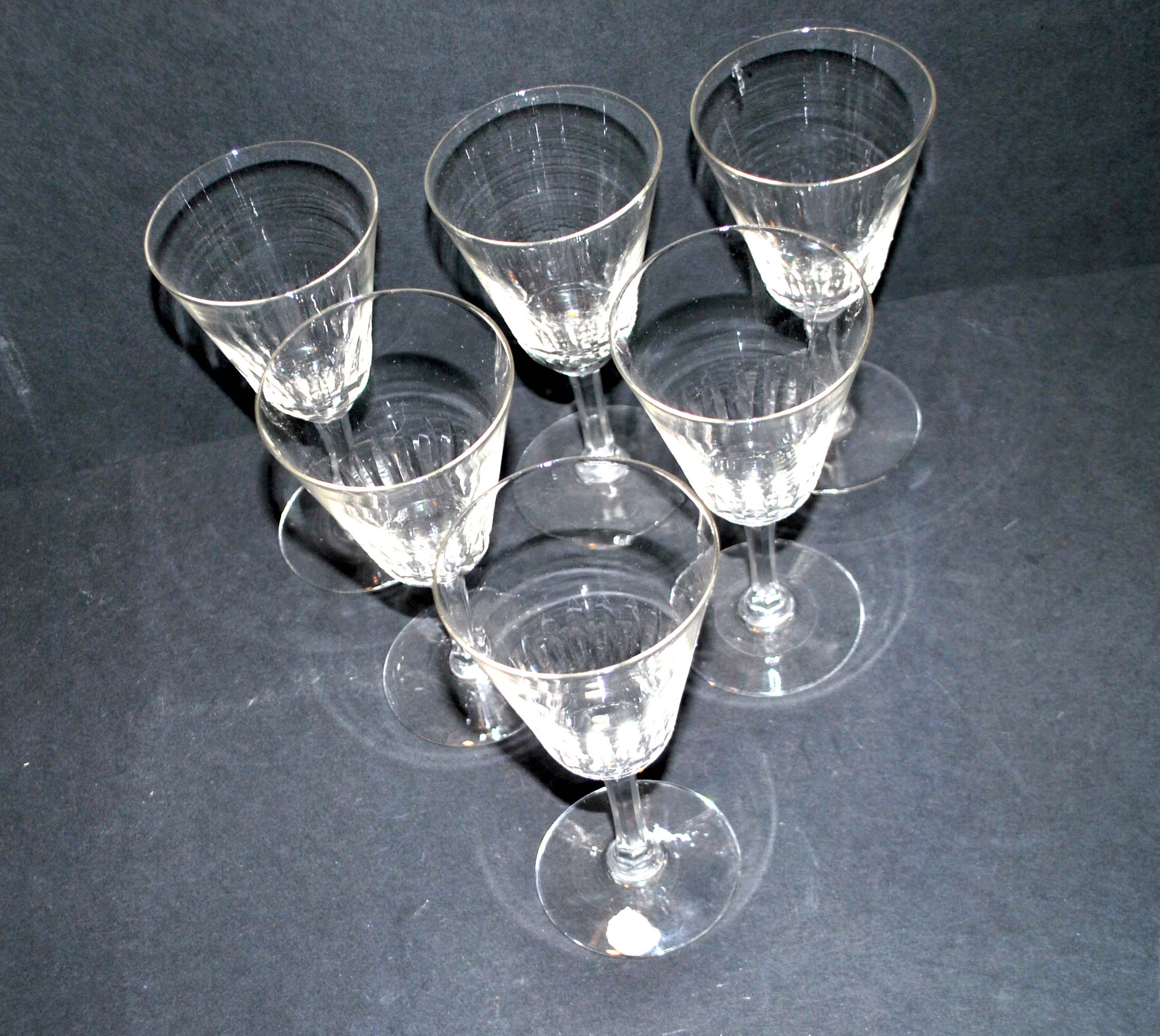 Meisenthal, series of 6 carved glasses