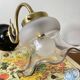 Swan neck wall light in brass with glass tulip.