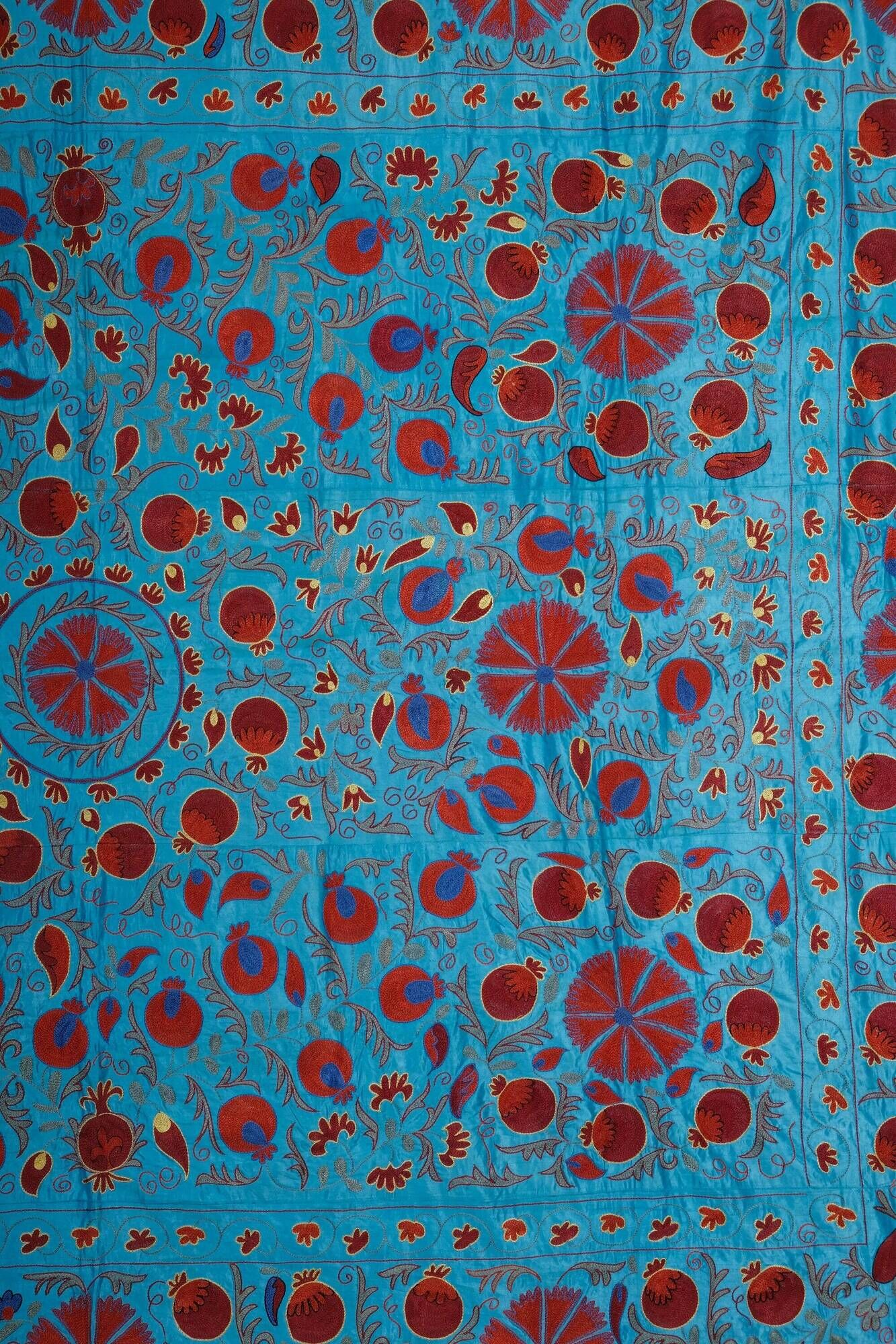 Vintage hand-embroidered Uzbek Suzani 256x305 cm