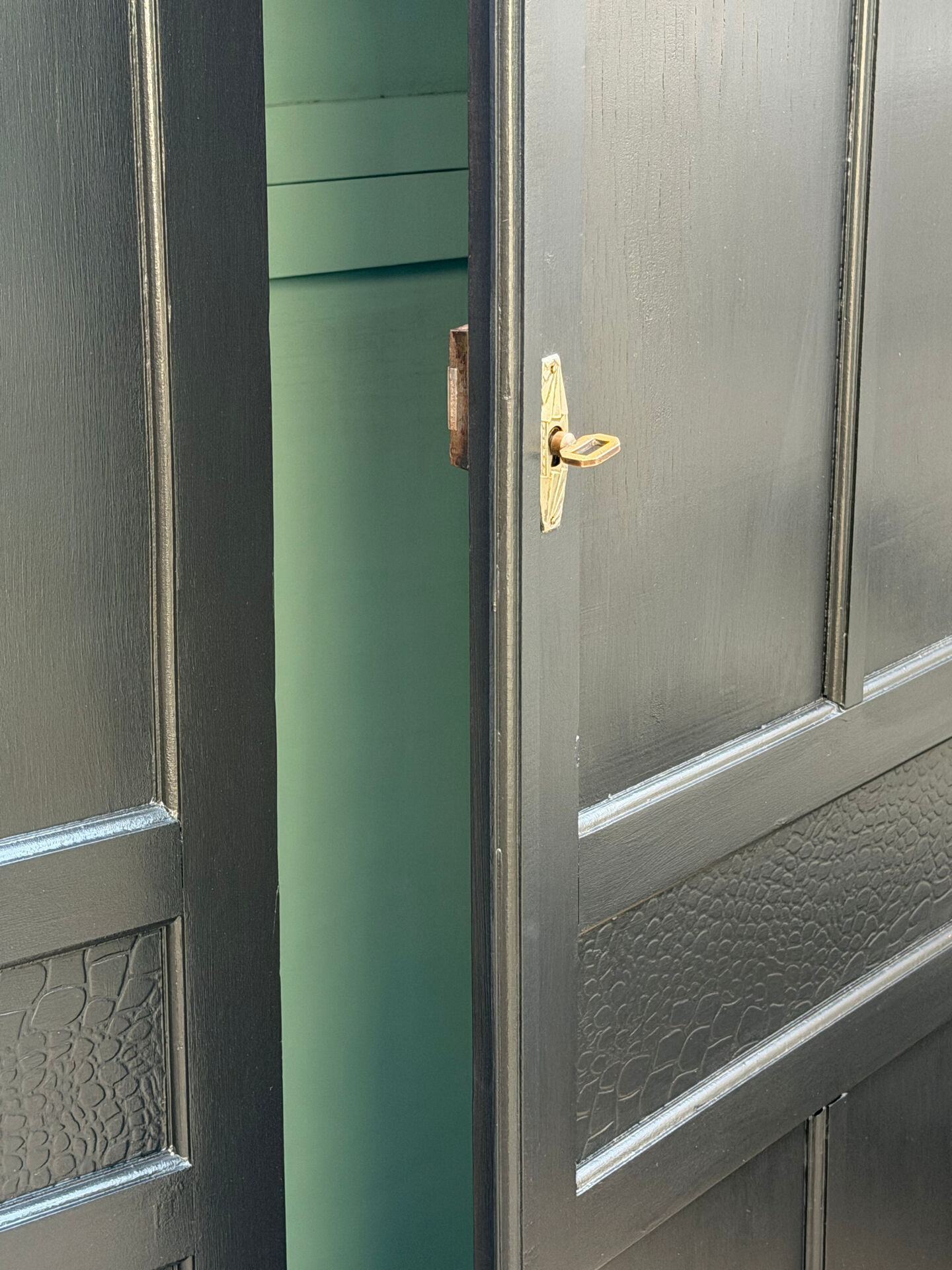 Renovated black Art Deco Parisian wardrobe