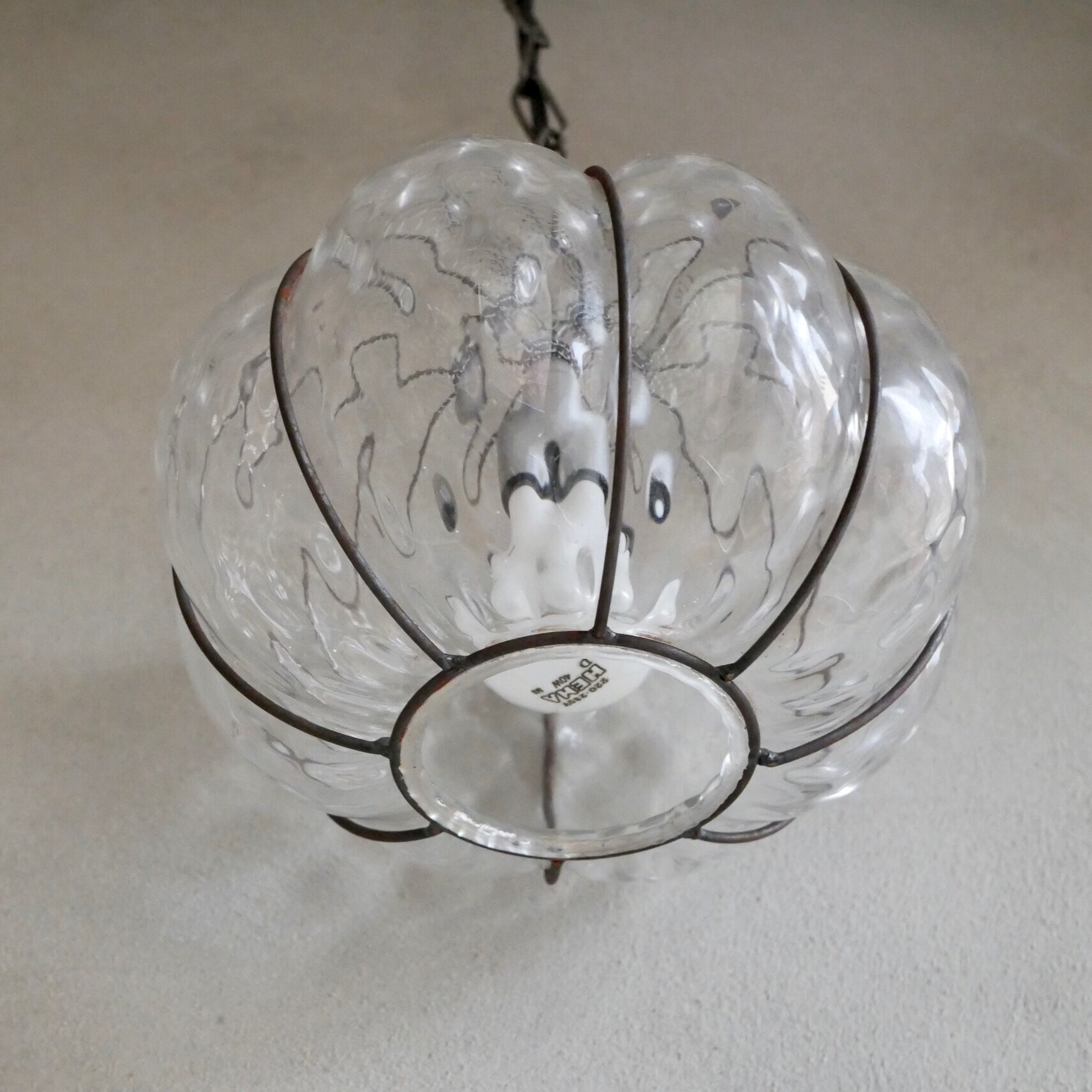 Paire de suspensions en verre soufflé de Murano