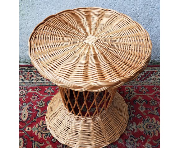 Rattan side table