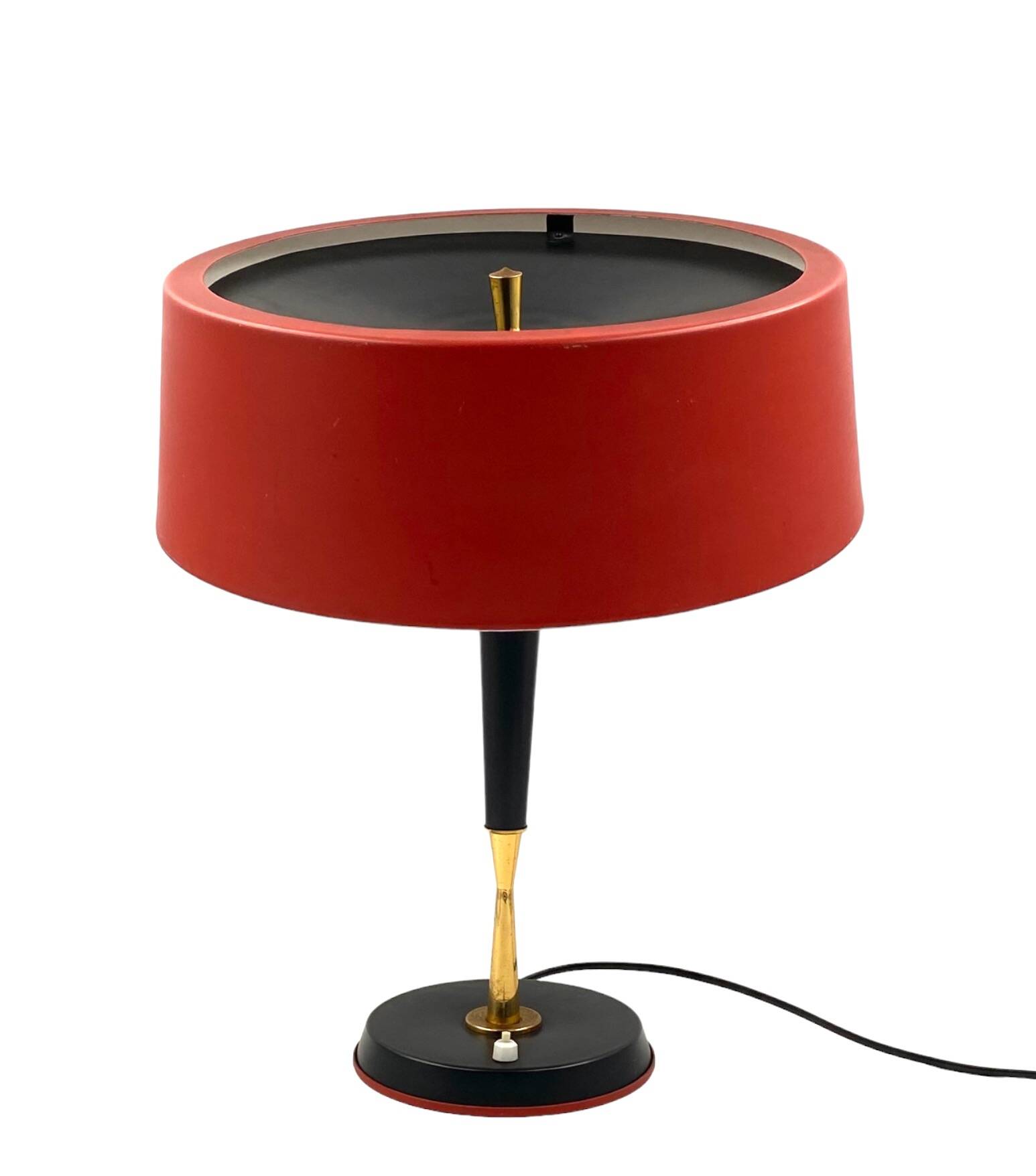 Oscar Torlasco, Mid-Century red table lamp, Lumi, Italy 1954