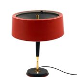 Oscar Torlasco, Mid-Century red table lamp, Lumi, Italy 1954