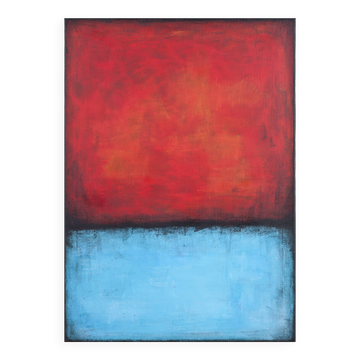 Peinture abstraite moderne minimaliste originale rouge et bleue sur toile tendue