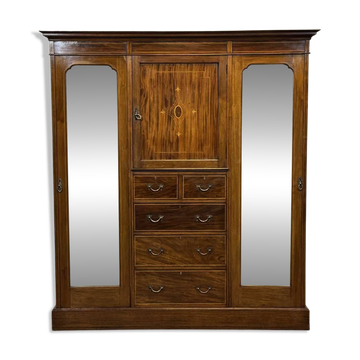 19th-century English mahogany dressing wardrobe.