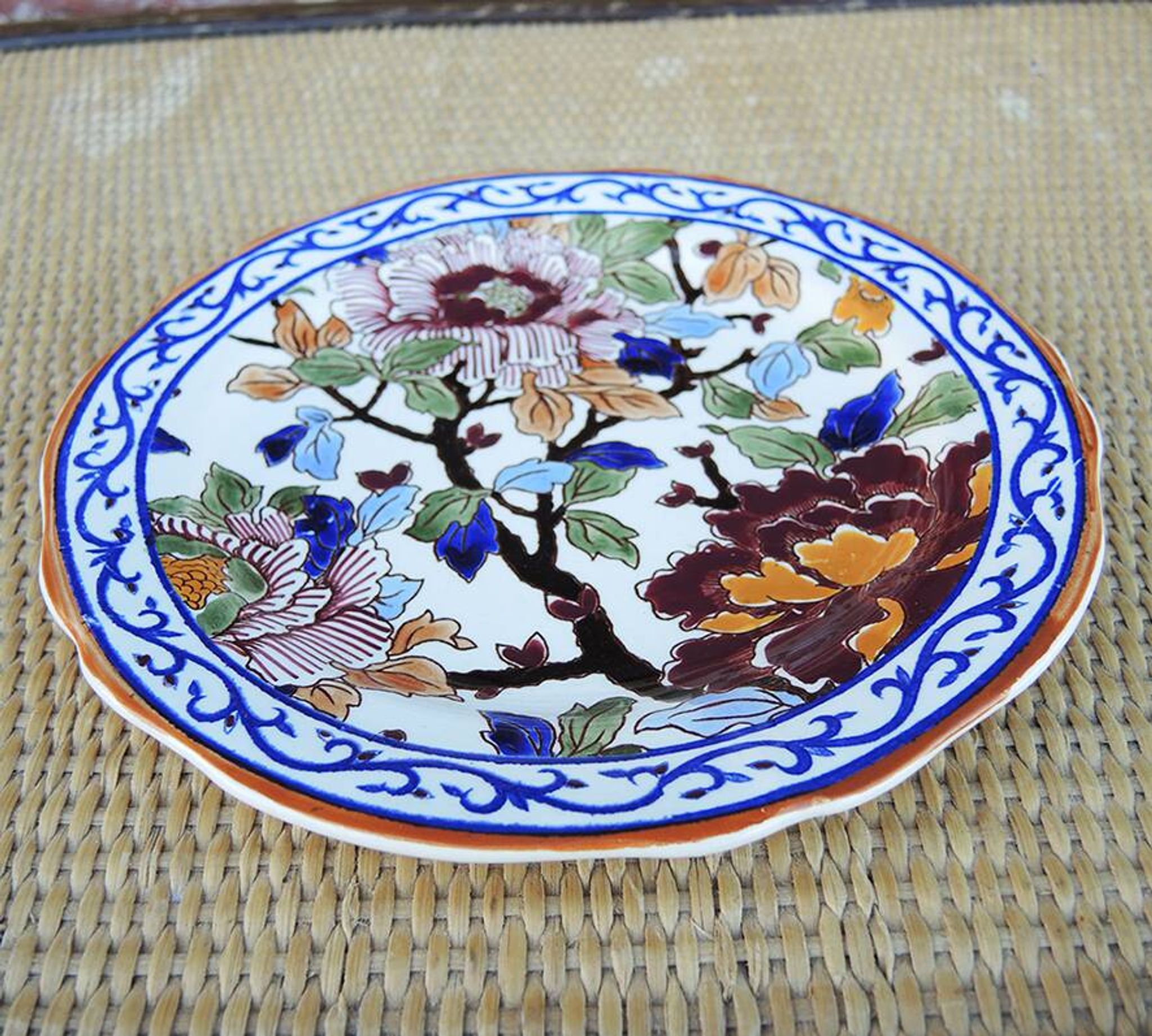 Vintage dessert plate in Gien ceramic – peony design