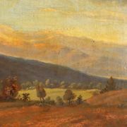 Campaign overview with figures, old oil painting on canvas "1800"