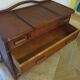 Vintage dressing table/chest - woven rattan - 5 drawers - mirror - 1960s/70s