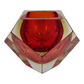 Bowl or ashtray in Murano glass, diamond shape, Mid Century Modern, Flavio Poli.