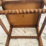 Chaise d’angle vintage Art Déco en bois bobbin et tissus, circa 1930