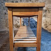 Old French baker's table – kitchen island / work table in solid chestnut with drawers.
