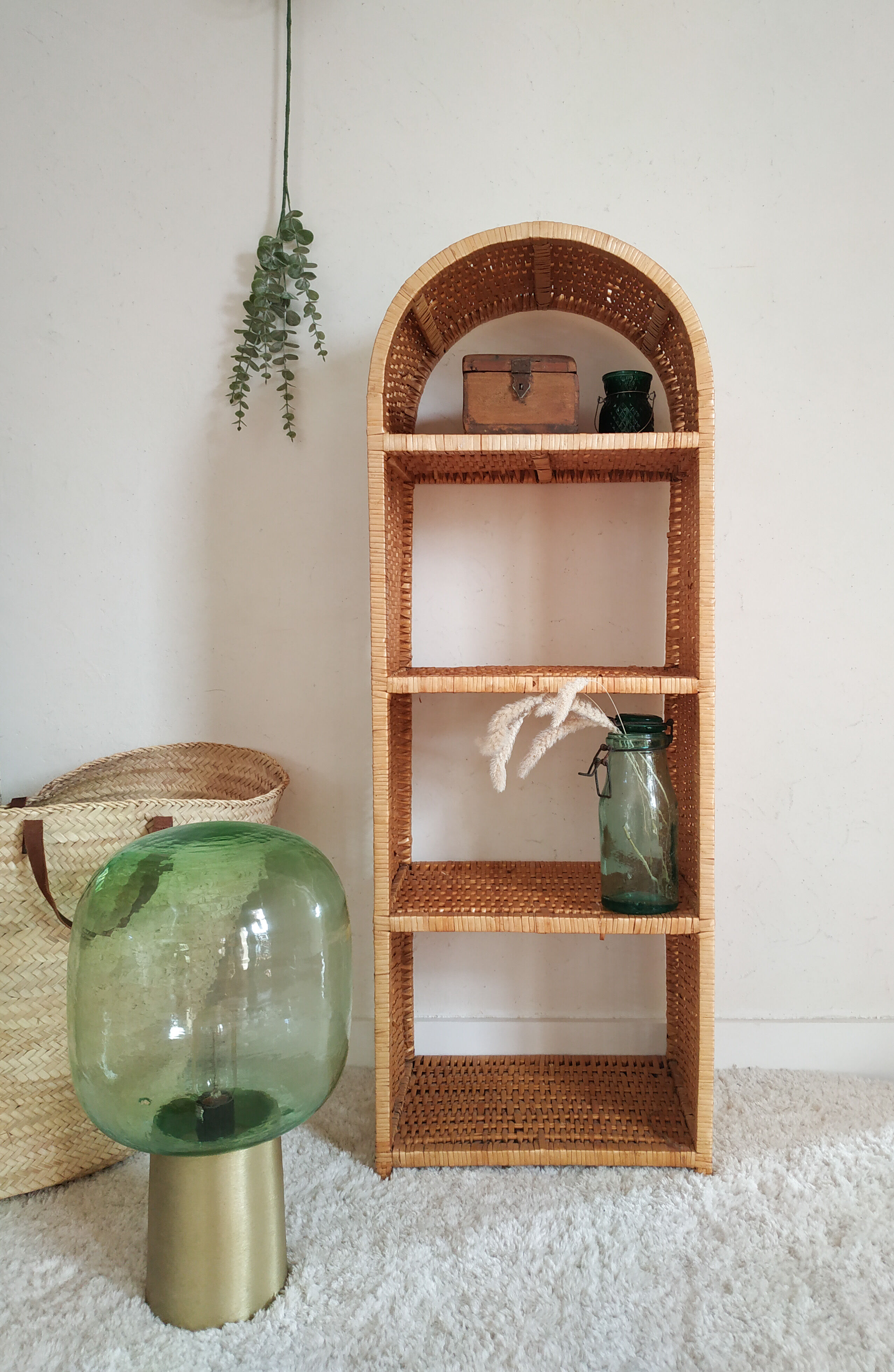 Vintage rattan shelf