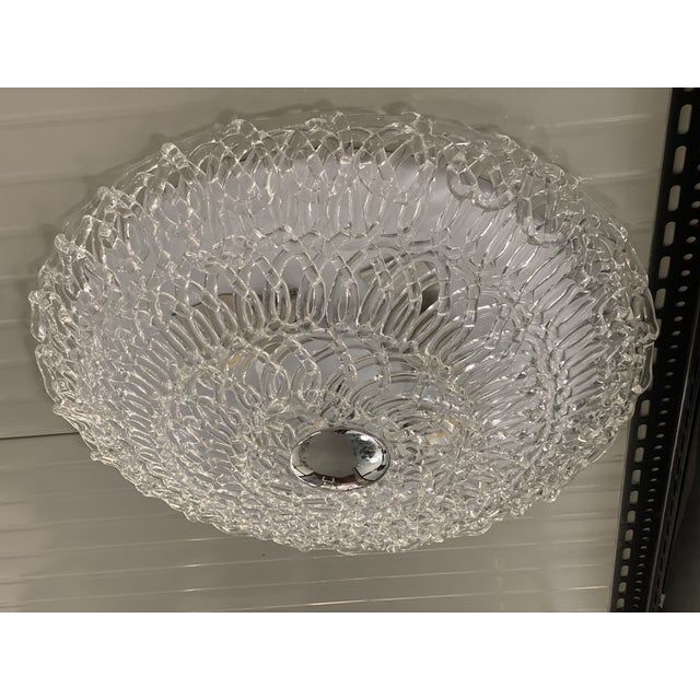 Contemporary transparent filigree flush mount in murano glass