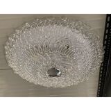 Contemporary transparent filigree flush mount in murano glass