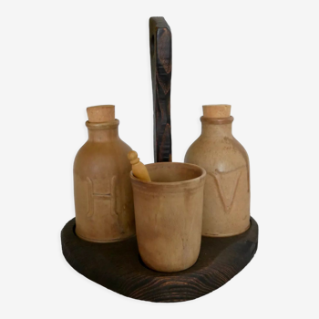 Seviteur Oil, vinegar and mustard stoneware