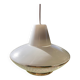 Space Age saucer pendant light, 1950s chandelier, in white and gold glass