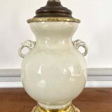 Vase and lamp foot in Chinese porcelain enamelled white cracked ivory - Qing - China XIXth