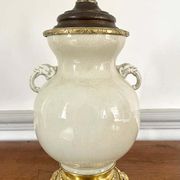 Vase and lamp foot in Chinese porcelain enamelled white cracked ivory - Qing - China XIXth