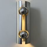 Vintage brushed metal wall lamp, France 1970