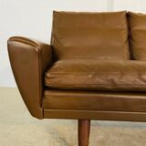 Vintage retro Danish mid-century G. Thams 4 person sofa in brown leather 1960