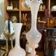 Paire de vases en opaline rose