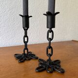 Brutalist wrought iron candlesticks from the 60s