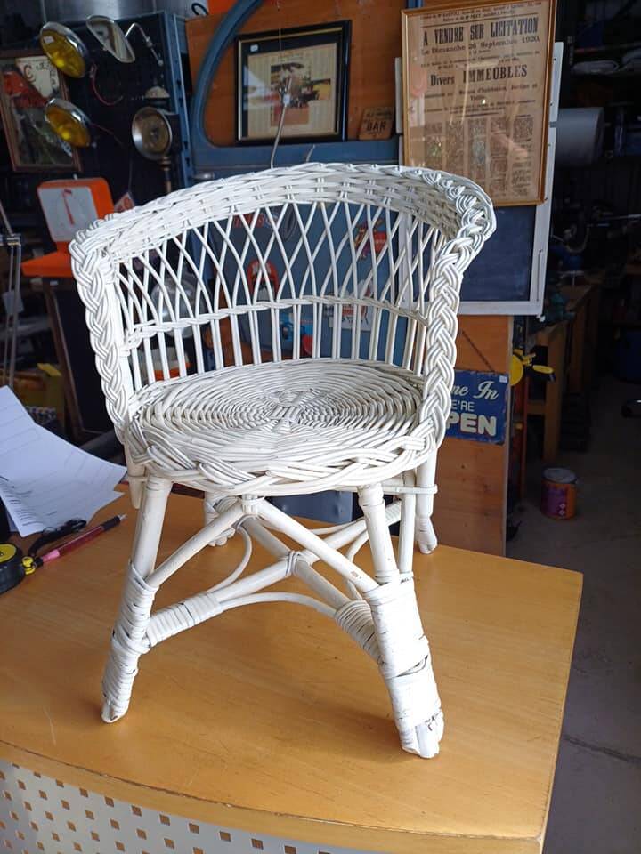 Vintage rattan children's armchair